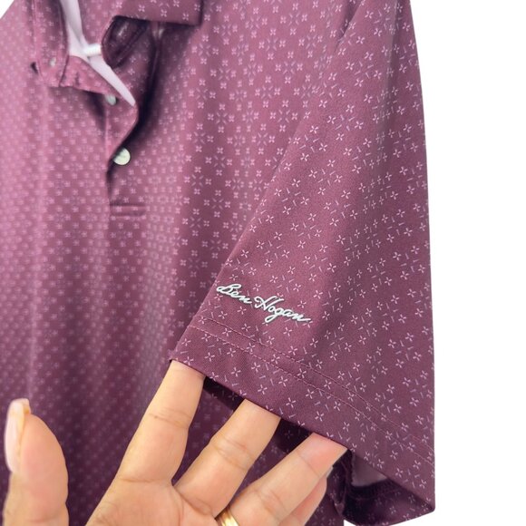 Ben Hogan Performance Mens M Polo Golf Shirt Maroon Short Sleeve Stretch Comfy - Picture 3 of 11